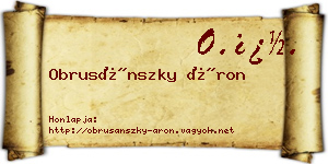 Obrusánszky Áron névjegykártya
