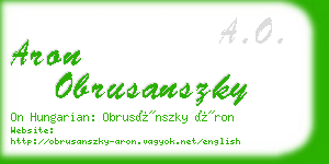 aron obrusanszky business card